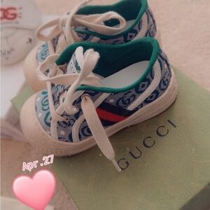 Gucci Blue and Green Baby Walker Shoes